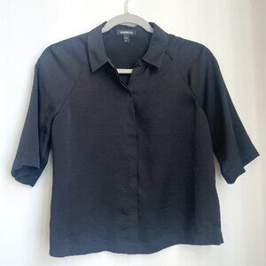 Express Cropped Satin Collared Shirt - Small